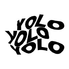 Acronym yolo printed several times in black on white. Versatile for social media posts, trendy designs, youthfocused content.
