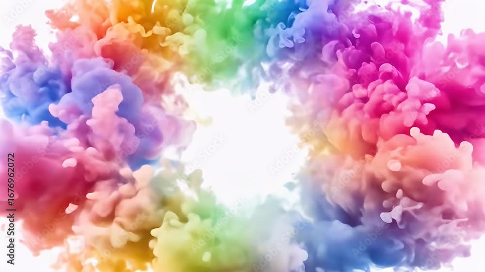 Aufkleber rainbow colored paint drops exploding in water create an abstract, airy background