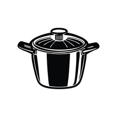 Steel Cookware: A modern stainless steel pot with a lid, symbolizing culinary artistry. Its simple design and clean lines give it a timeless, classic look. This pot represents the heart of the home.