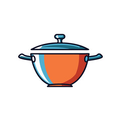 Sizzling Culinary Vessel: A vibrant orange wok, expertly rendered in a graphic style, stands ready to ignite culinary creations, embodying the essence of cooking and the art of gastronomy.