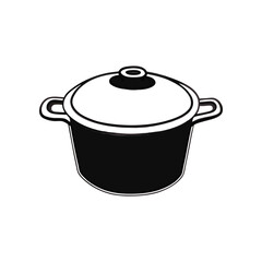 Simplicity in Cookware: A minimalist depiction of a cooking pot, its clean lines and stark contrasts creating a sense of simple elegance. It is great for any culinary creative art work.