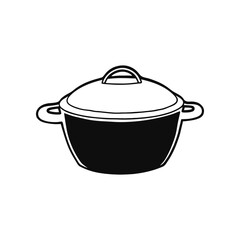 Minimalist Casserole Pot: Simple monochrome illustration of a classic casserole pot. Clean lines, perfect for culinary, or design projects. 