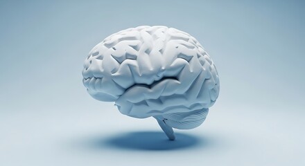 Abstract textured brain model with cool blue and green tones evoking thought and cognition