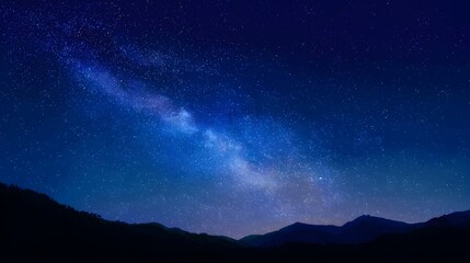 Naklejka premium Milky way galaxy over mountain landscape at night