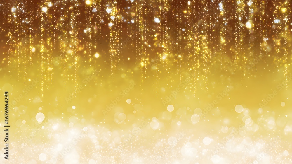 Aufkleber a shimmering golden background with sparkling lights and bokeh effects, creating a festive and celeb