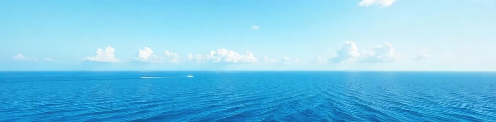 Obraz premium Vast, unbroken expanse of ocean stretching to the horizon under a clear sky Perfect for travel, nature, and serenity themes Calming blue waters meet the distant skyline , open, sunlight