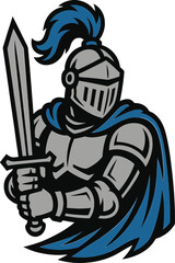 Knight Mascot Scalable SVG Vector Graphic with Editable Paths and Layers for Web, UI Design, Digital Art, and Print Applications