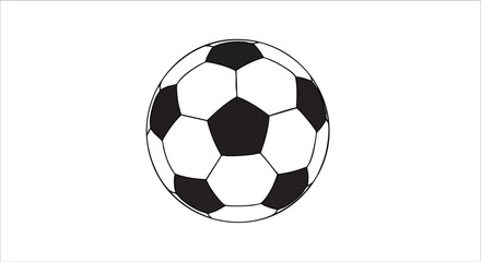 Obraz premium Classic black and white soccer ball, iconic design on a stark white backdrop, perfect for illustrating sports themes or athletic concept