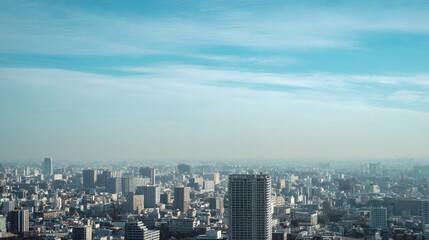 Fototapeta premium Panoramic cityscape under a clear blue sky