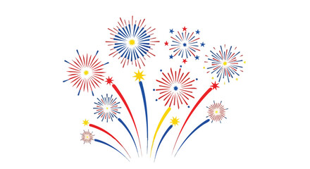 Obraz premium Vibrant patriotic celebratory fireworks display with graphic design vector illustration for festive occasions