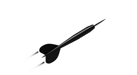 Black Dart with Flight and Sharp Tip on Isolated transparent background