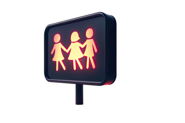 Illuminated sign with three linked figures