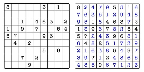 Sudoku Game Board and Answer Key	