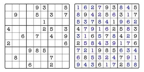 Sudoku Game Board and Answer Key	