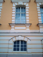 Fragment of the facade wall of the old Rundale Castle in Latvia