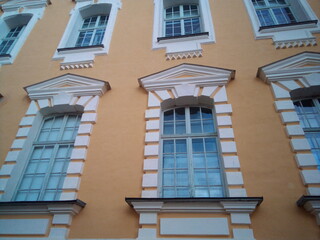 Fragment of the facade wall of the old Rundale Castle in Latvia
