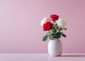 Fototapeta premium minimalist plain white and light pinkish background for product photography with just one object as the highlight, soft natural lighting,