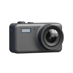 Gray Compact Digital Camera with Large Lens.