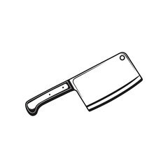 Sharp Cleaver Illustration: An elegant and minimalist monochrome illustration of a sharp cleaver, poised against a crisp, clean backdrop, ready for culinary tasks.