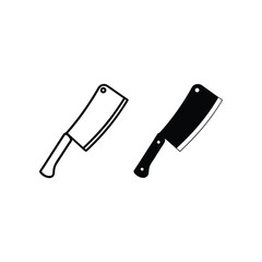 Cleaver Duo: A vector-style illustration showcases two sleek cleavers, each rendered in contrasting styles: one outlined and the other boldly solid.