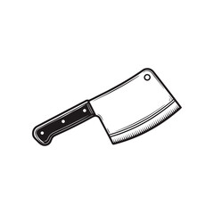 Butcher's Cleaver: A detailed illustration of a butcher's cleaver, designed for the preparation of meat, with a sturdy blade and comfortable handle.