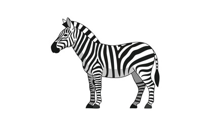 Striking Zebra Illustration with Bold Black and White Stripes on Plain White Backdrop