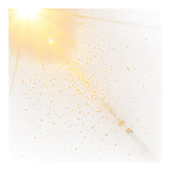Golden sun rays shining through foliage isolated on transparent background
