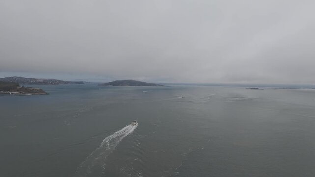 Raw Oblique Drone of Motor Vessel Wake Beneath Marine Layer Stratocumulus for Advection Fog, Upwelling and Air-Sea Interaction Teaching