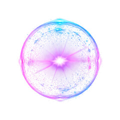 Glowing cosmic sphere with starburst effect isolated on transparent background