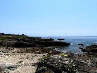 Quiberon, August 2025: Hiking around the Quiberon peninsula in the Gulf of Morbihan in Brittany - View of the wild coast