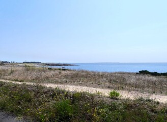 Quiberon, August 2025: Hiking around the Quiberon peninsula in the Gulf of Morbihan in Brittany - View of the wild coast
