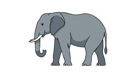 Fototapeta premium Stylized Illustration of an African Elephant on a White Background in Cartoon Style