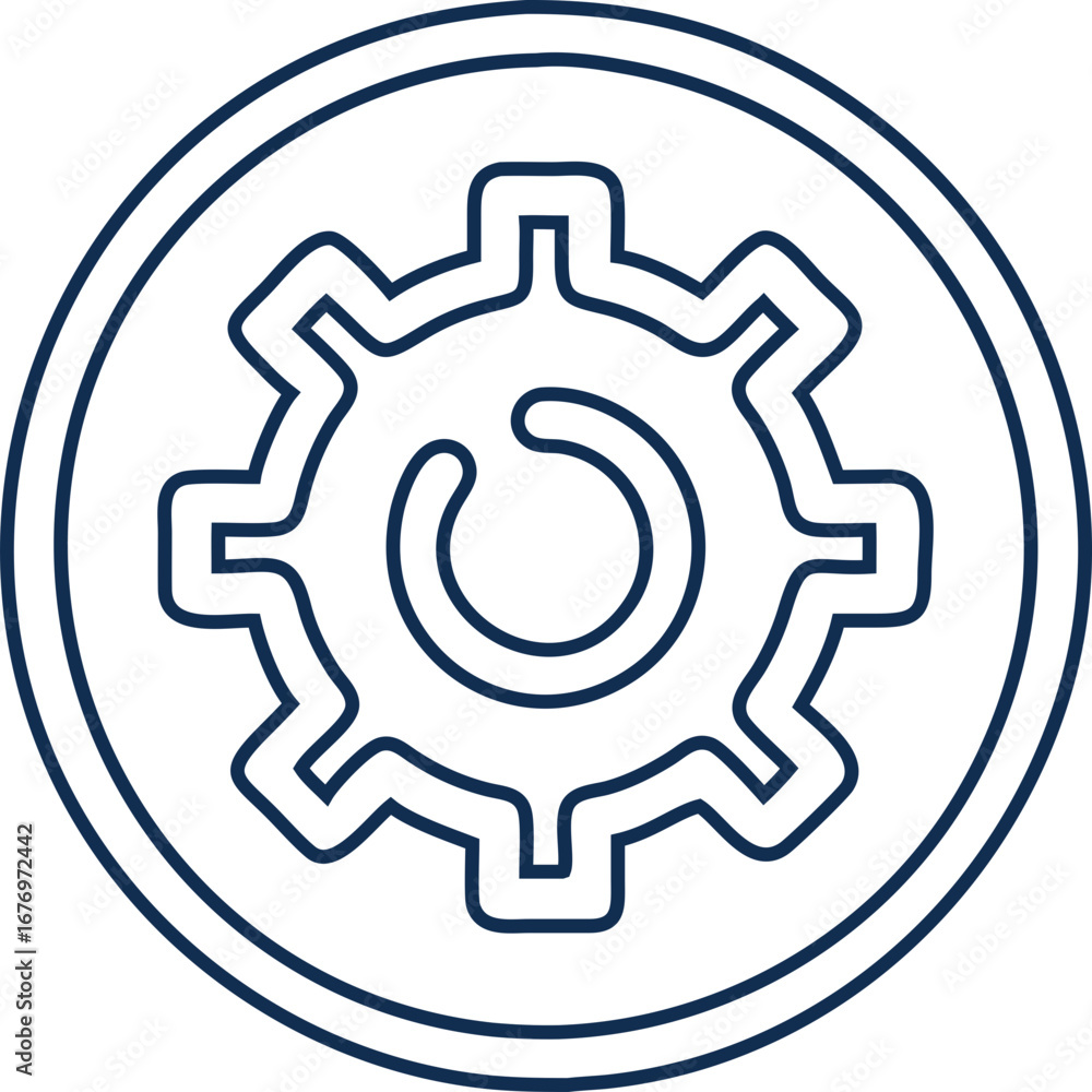 Poster outline gear icon vector for digital system settings, repair tools, and configuration menus in web o