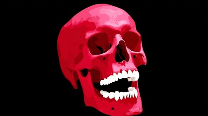 Obraz premium Red skull with a smile on its face. The skull is smiling and has its mouth open