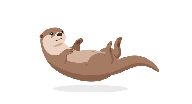 Delightful otter character illustration portraying a playful and relaxed pose for adorable vector projects and designs