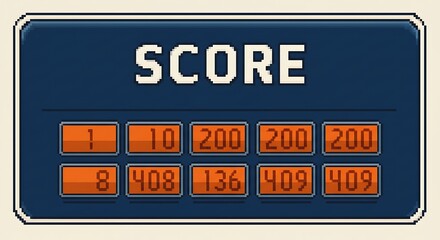 Pixelated score display for retro game achievement