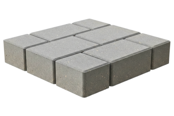 Collection of gray concrete paving bricks for outdoor flooring isolated on a transparent background