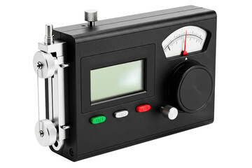 Obraz premium Black tension gauge measurement device with analog and digital displays isolated on a transparent background