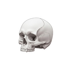 Human Skull Side View Realistic Illustration.