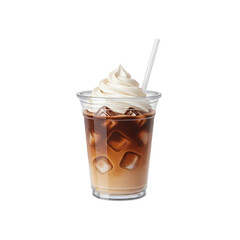 Iced Coffee with Whipped Cream and Straw.