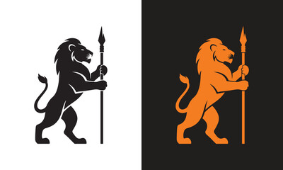 Lion with spear logo vector. An elegant deer head silhouette in vector format, perfect for digital and print projects.