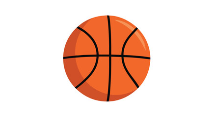 Isolated orange basketball with black lines on white, symbolic of sports and teamwork for educational or illustrative purposes in design and content