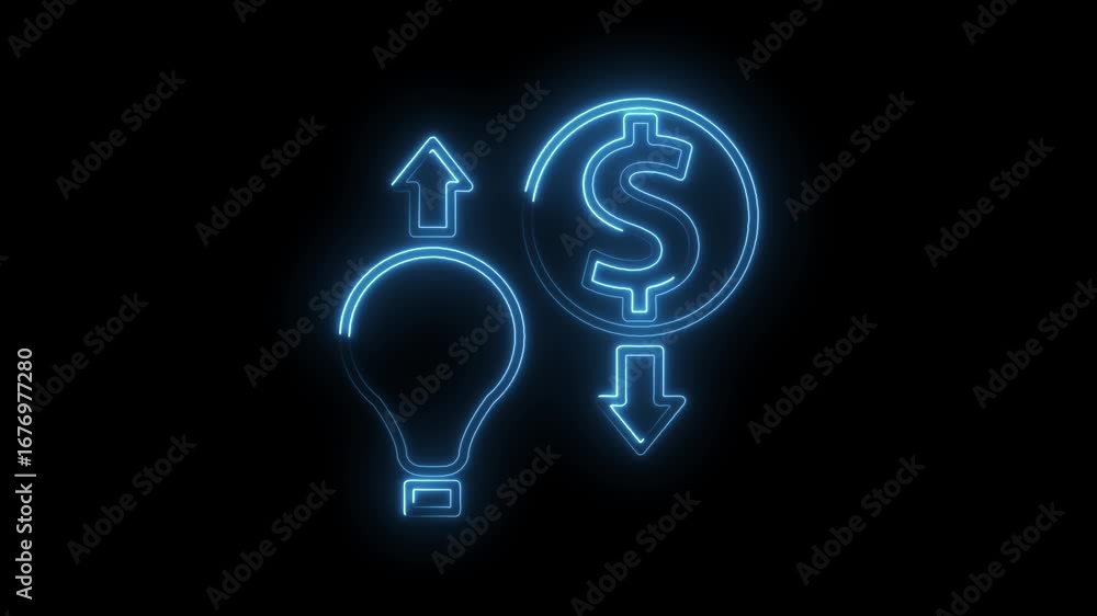 Poster idea generation and monetization abstract animation glowing line art on dark background