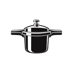 Sleek Pressure Cooker: A meticulously crafted pressure cooker, rendered in a sleek, minimalist style, stands as a symbol of efficient cooking and modern kitchen design. 