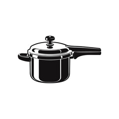 Pressure Cooker Illustration: An evocative monochrome illustration of a pressure cooker, a symbol of efficient cooking in the kitchen.