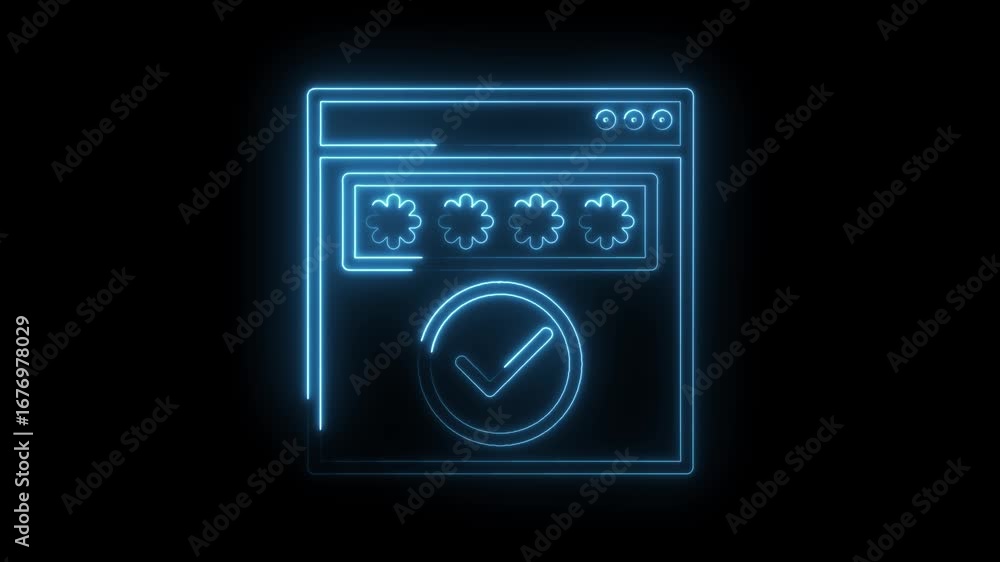 Aufkleber neon style login interface animation with successful authentication and security check