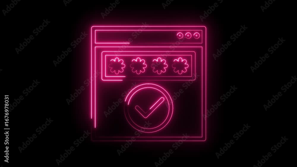 Aufkleber pink neon password confirmation with tick on website security login animation