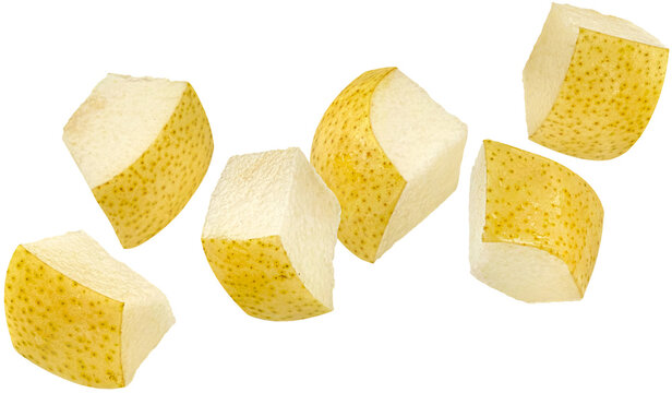 Yellow pear slices isolated