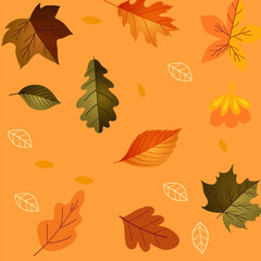 Obraz premium Autumn background. Thanksgiving and Harvest Day. Leaf fall horizontal banner. Watercolor maple leaves border. Vector illustration