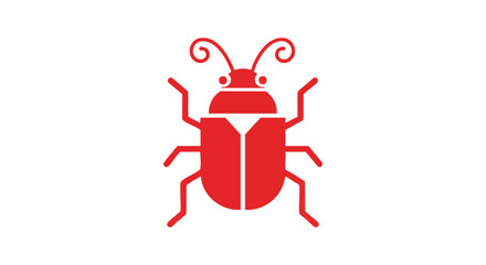 Vivid Vermin: A Red Insect Illustration Depicting Simplicity and Modern Design on White Background